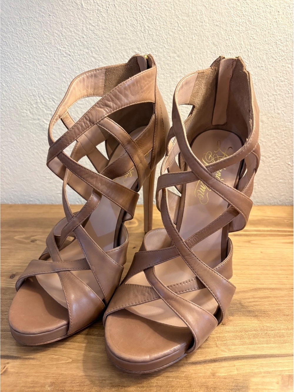 Alejandro Ingelmo Brown Leather Cage/Strappy High Heel Sandals Size 39